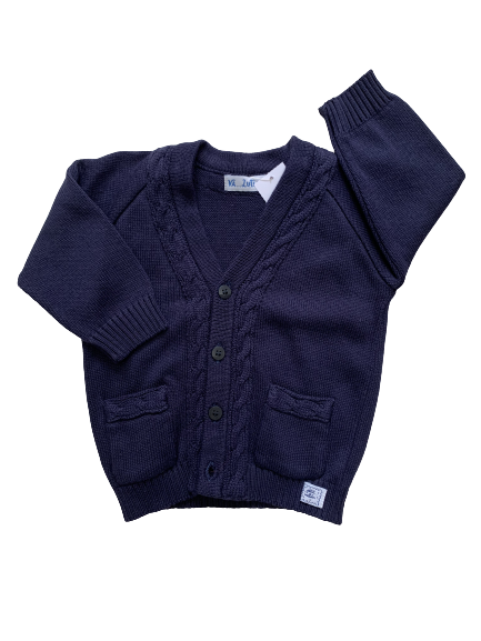 Cardigan marinho trança e bolso