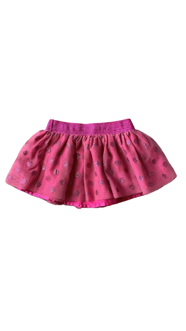 Saia em tule pink com bolinhas em glitter