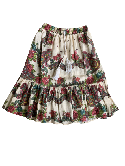 Saia crua com estampa paisley e flores