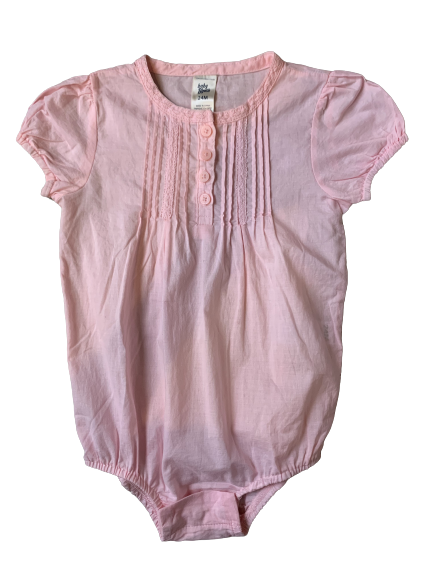 Body tecido rosa bebê detalhe rendinha